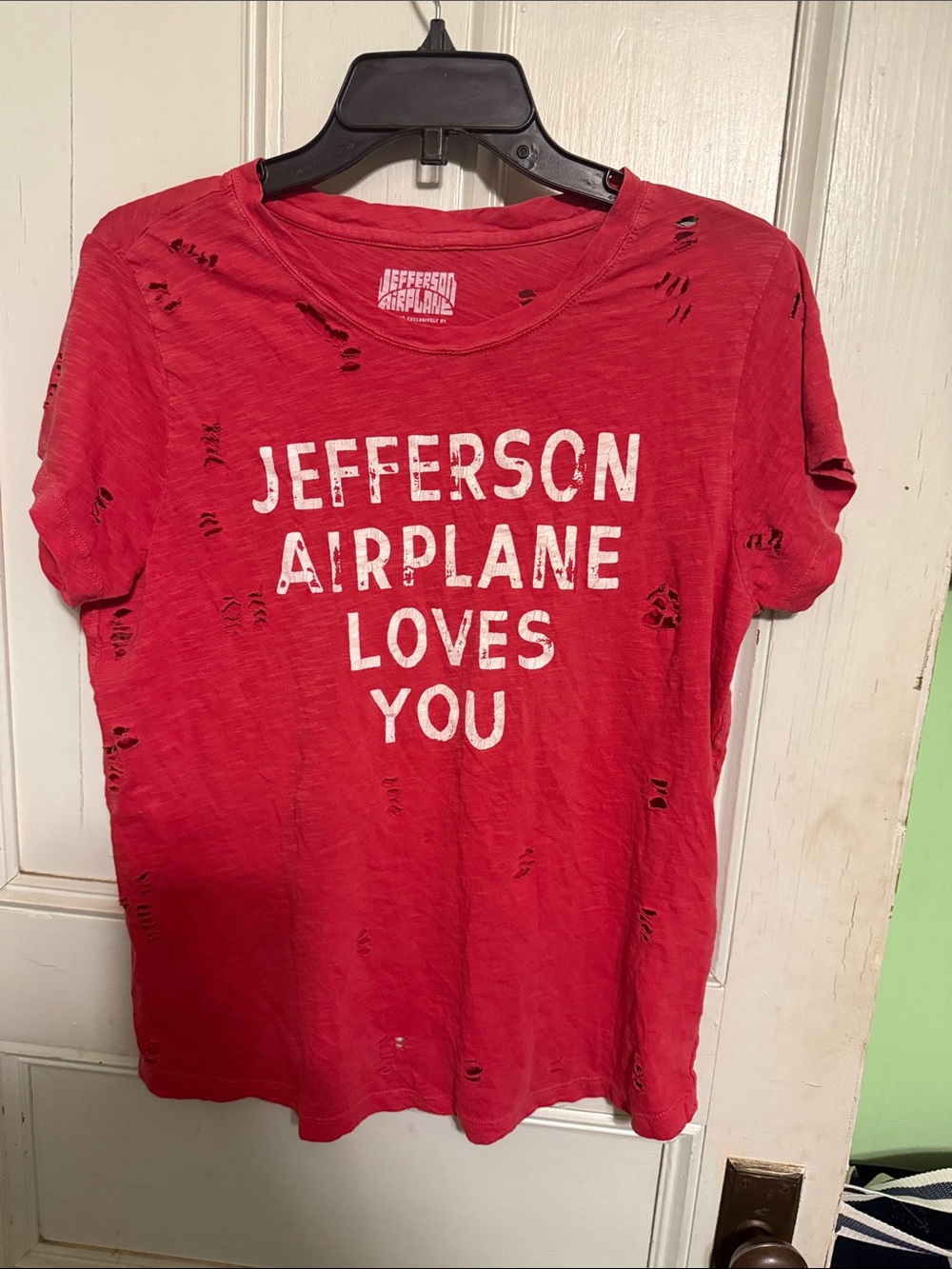Lucky Brand Red Distressed 'Jefferson Airplane Loves You' Graphic Tee